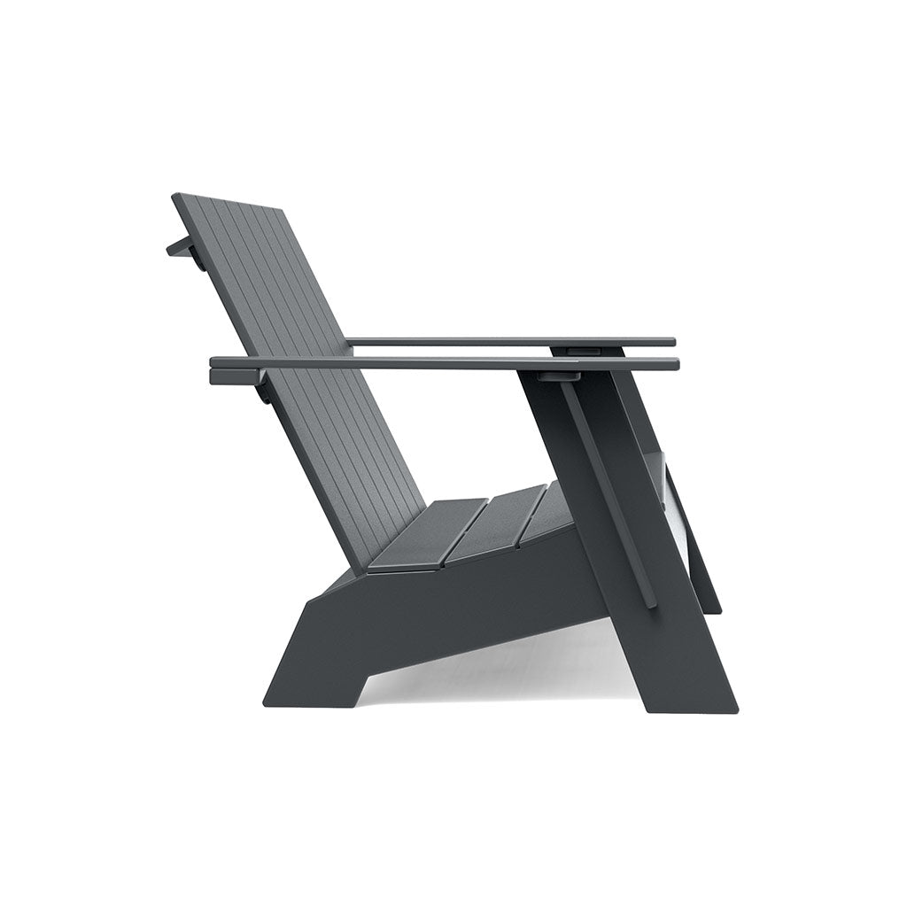 side view of charcoal adirondack bench