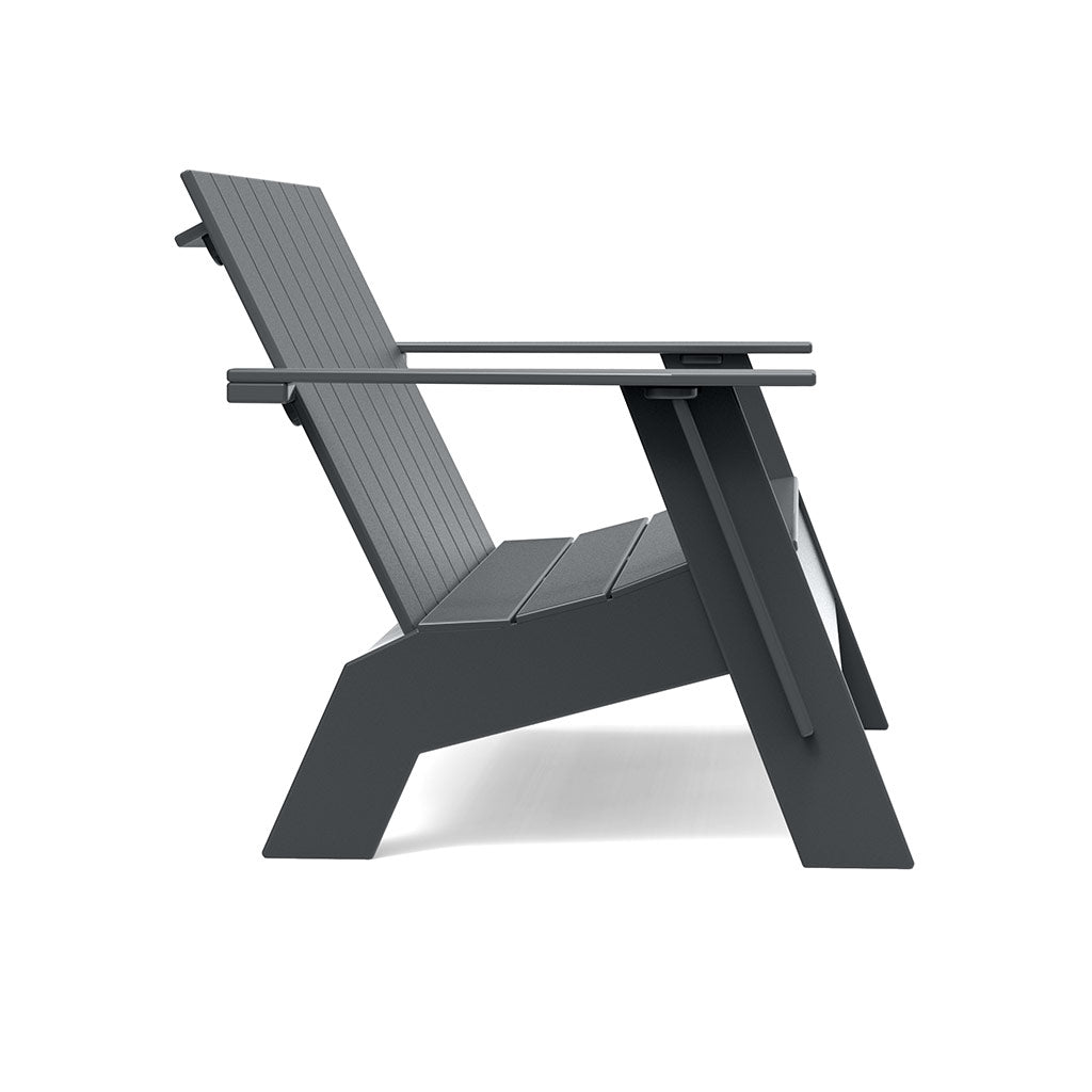 side view of tall adirondack bench in charcoal