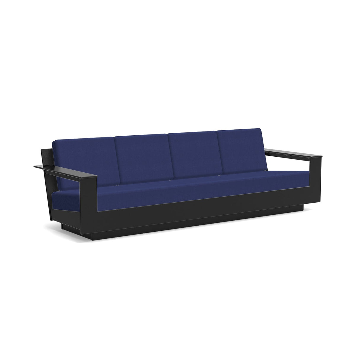 studio shot of nisswa 96 in black with navy cushion