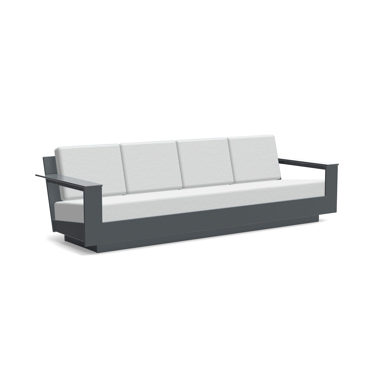 studio shot of nisswa 96 in charcoal with silver cushion