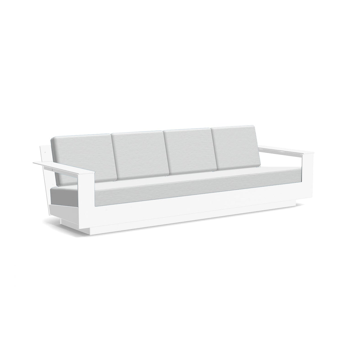 studio shot of nisswa 96 in white with silver cushion