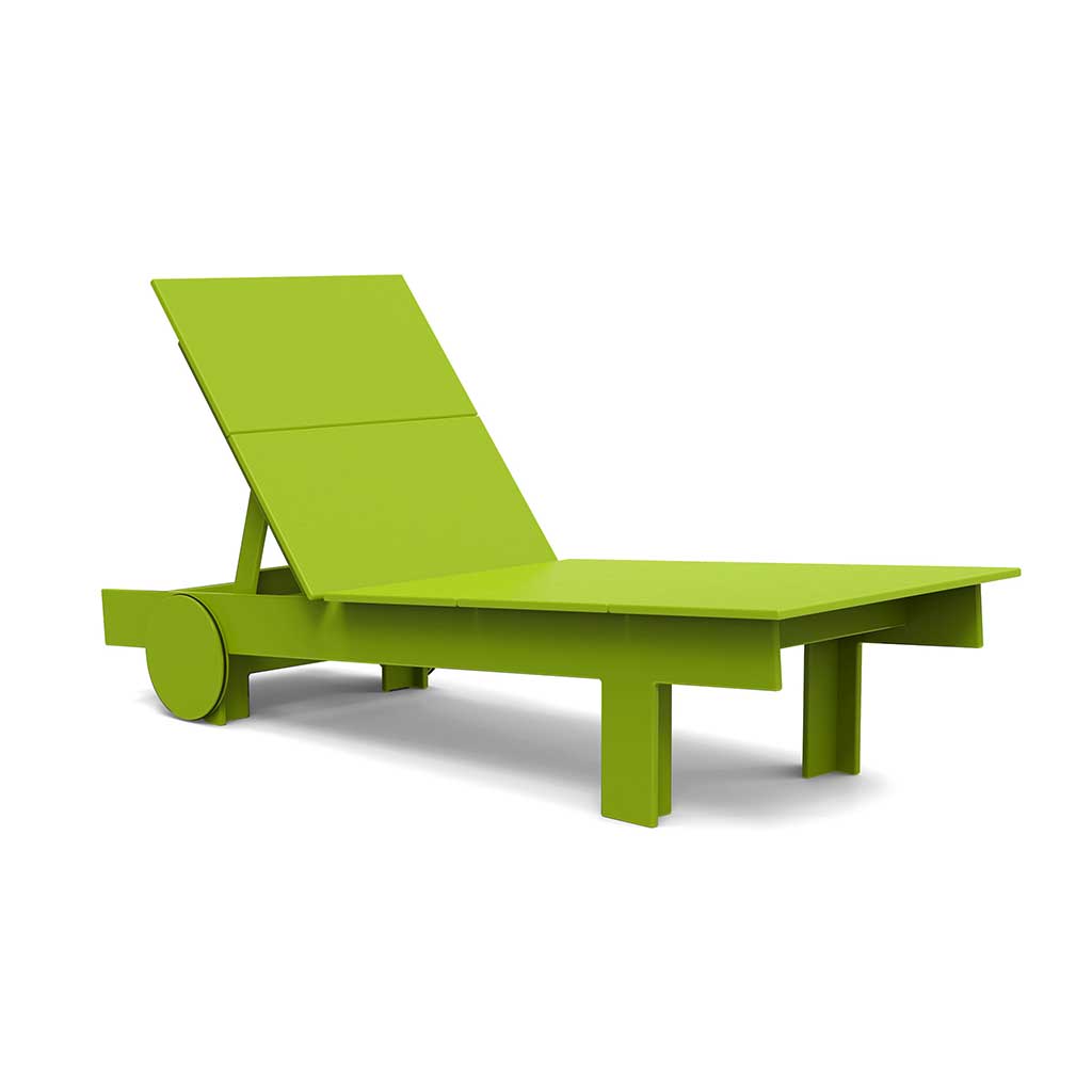 studio image of a leaf green tall chaise.