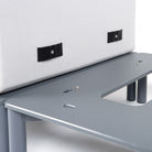Close up image of the marine grade snaps on a cushion and the snaps on the base of the product. 