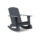 studio image of a charcoal curved rocking adirondack. 