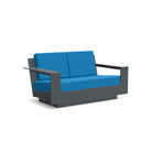studio shot of nisswa loveseat in charcoal with regatta blue cushion
