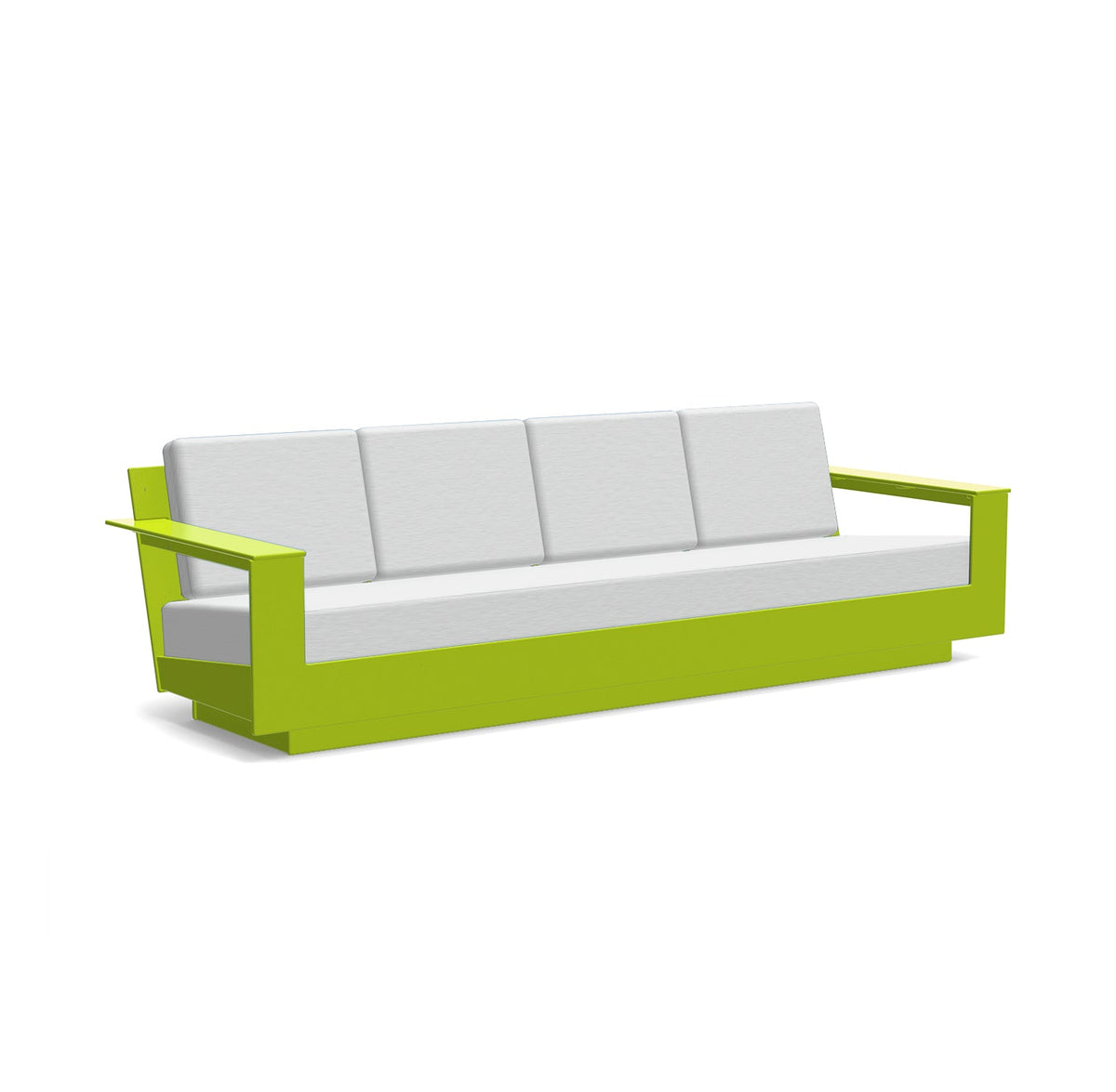 studio shot of nisswa 96 in leaf green with silver cushion