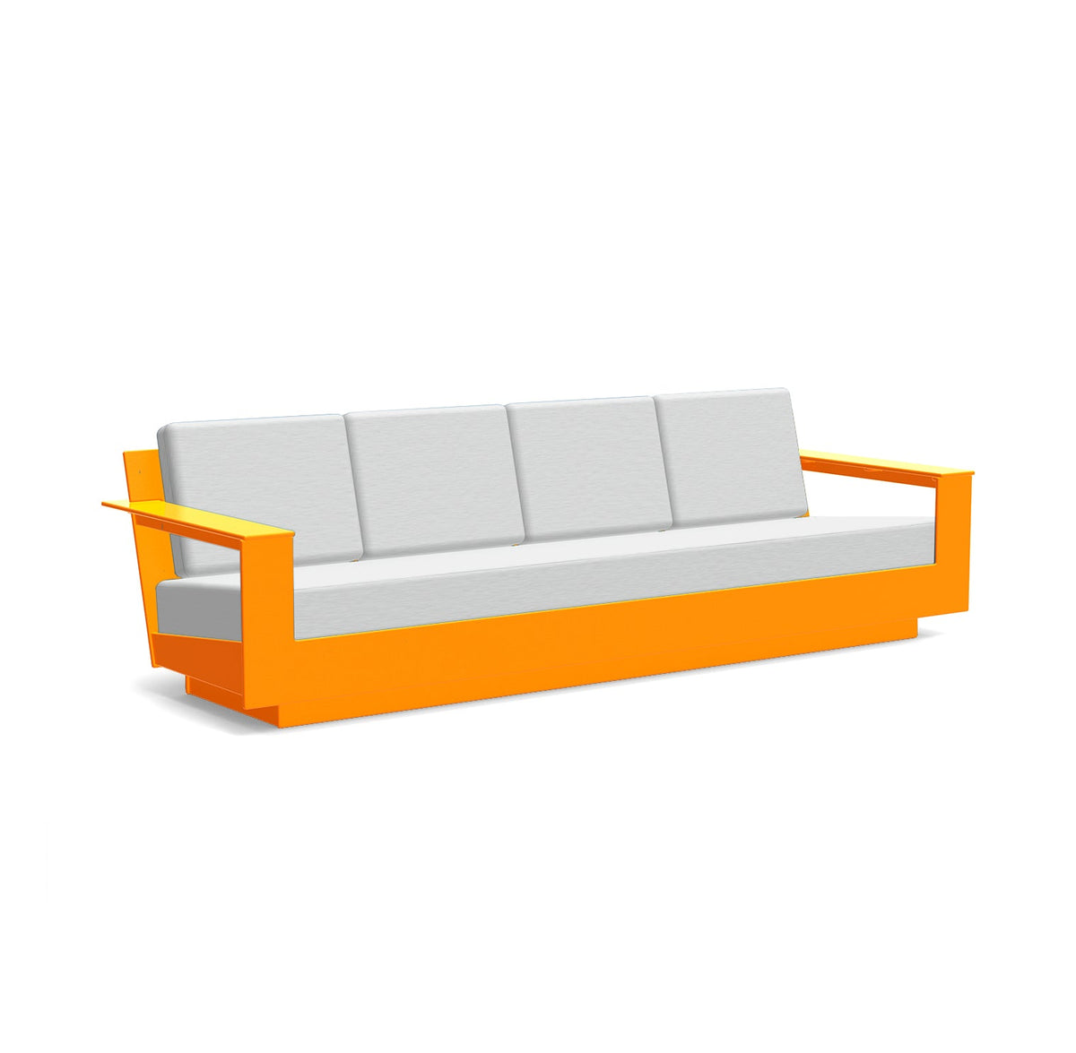 studio shot of nisswa 96 in sunset orange with silver cushion